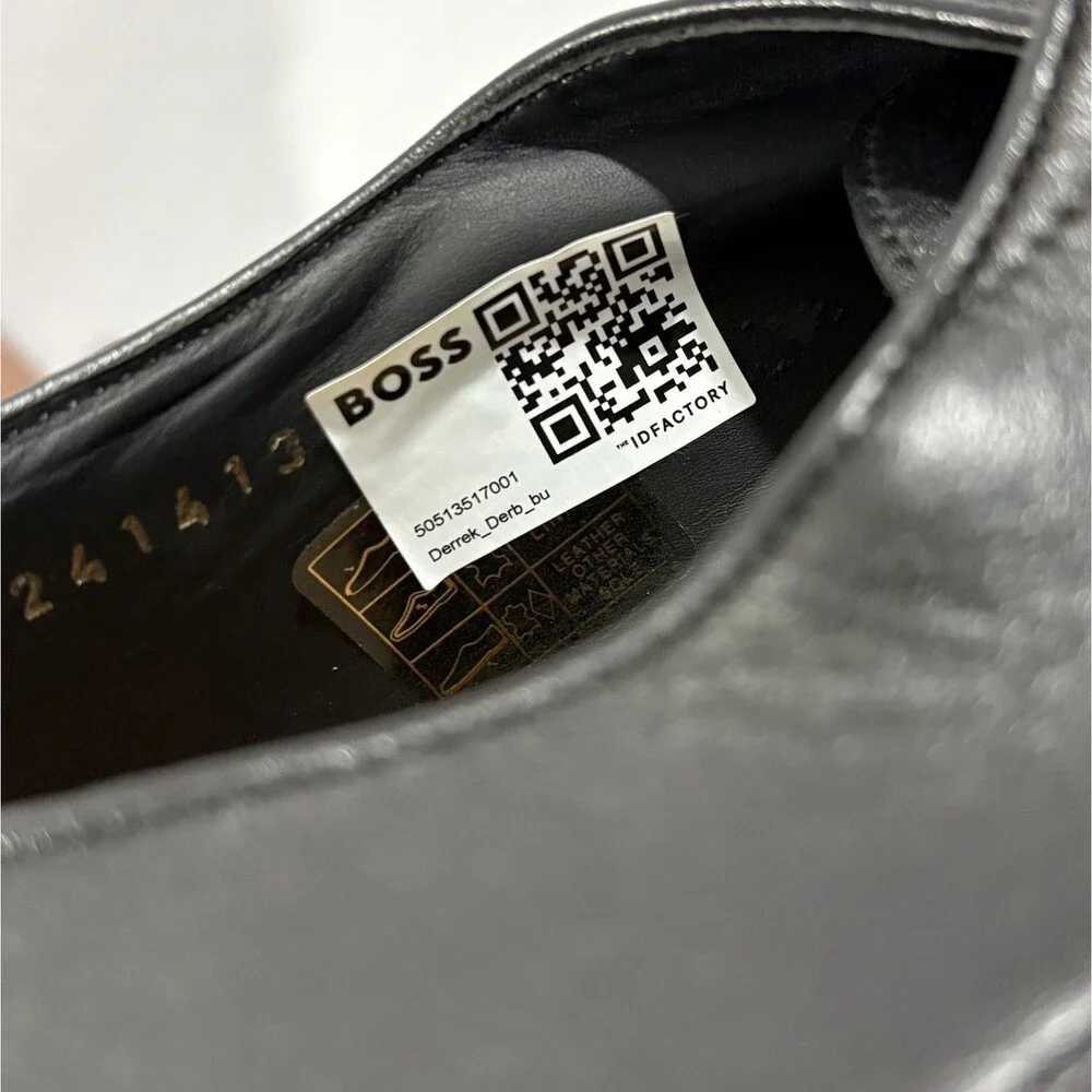 BOSS Derrek Derby Black Leather Lace Dress Shoes Preppy Class Mens Sz 11 ITALY